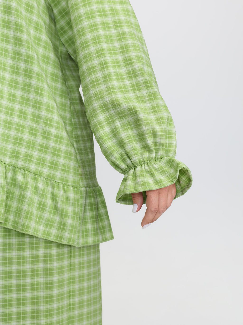 Gingham Ruffled Hem Loungewear Set