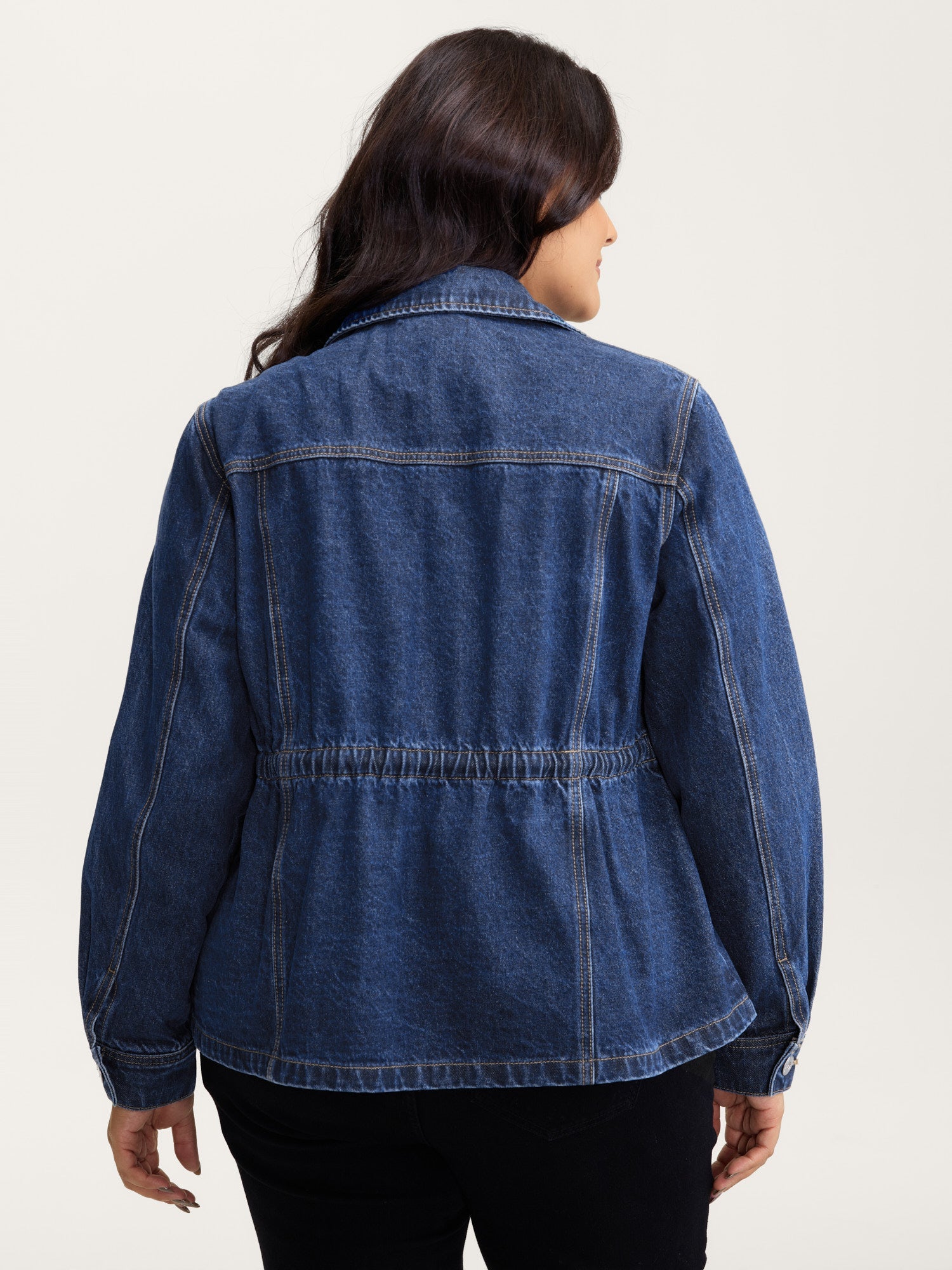 Supersoft Stretchy Waist Button-Down Denim Jacket