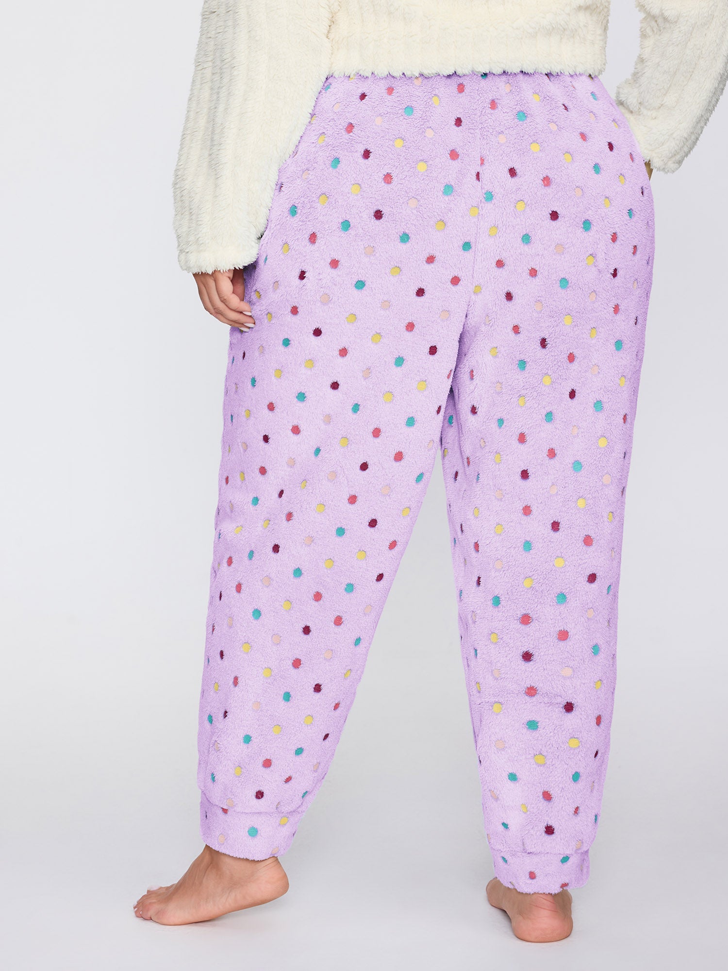 Fluffy Textured Polka Dots Lounge Bottoms