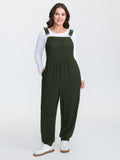 Ribbed Pockets Overall Straps Jumpsuit