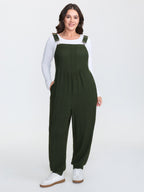 Ribbed Pockets Overall Straps Jumpsuit