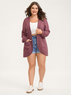 Heather Stretchy Textured Pockets Cardigan