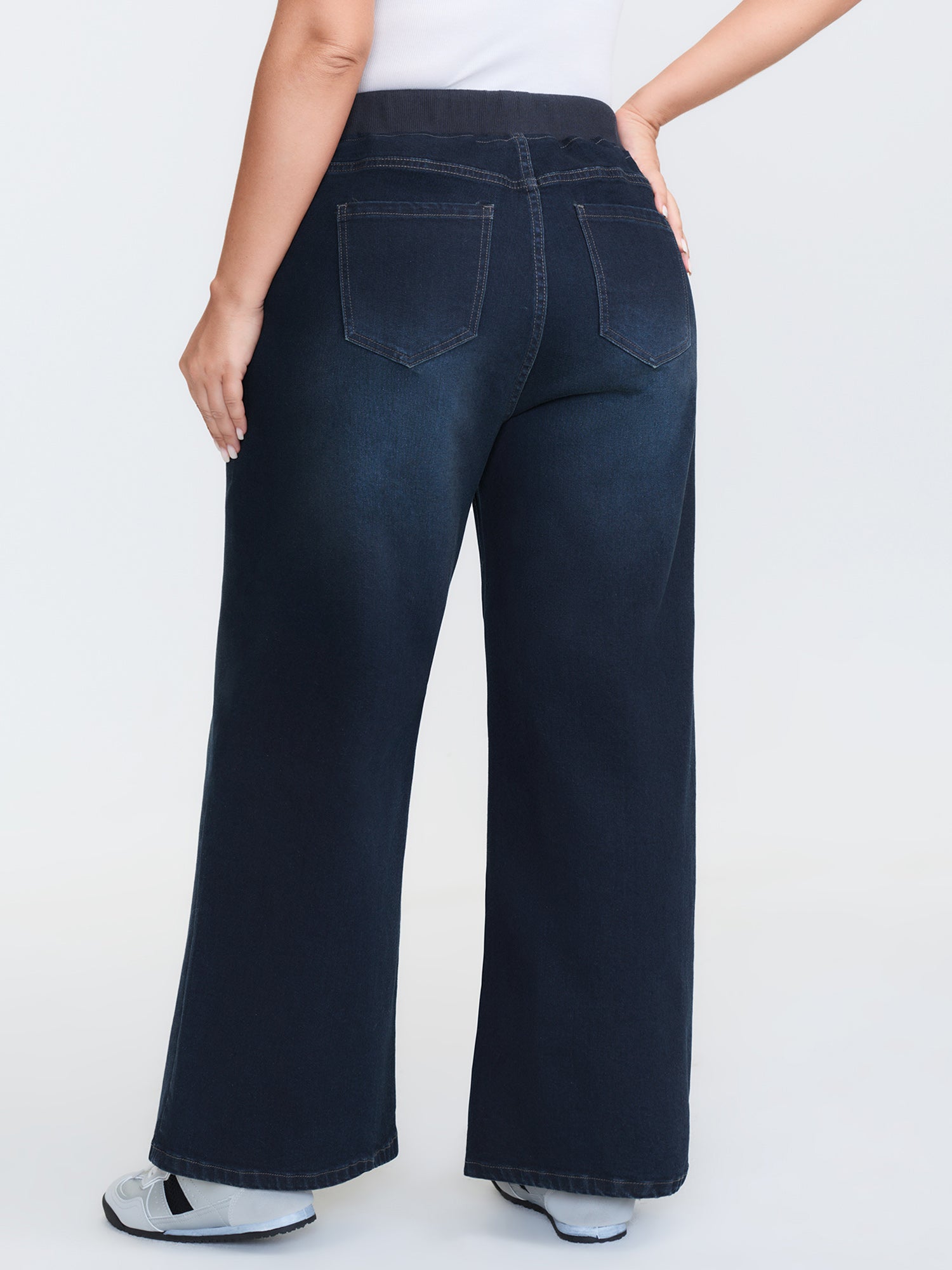 Drawstring Waistband Wide-Leg Jeans