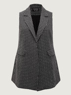 Tweed Long Pockets Notched Lapels Vest