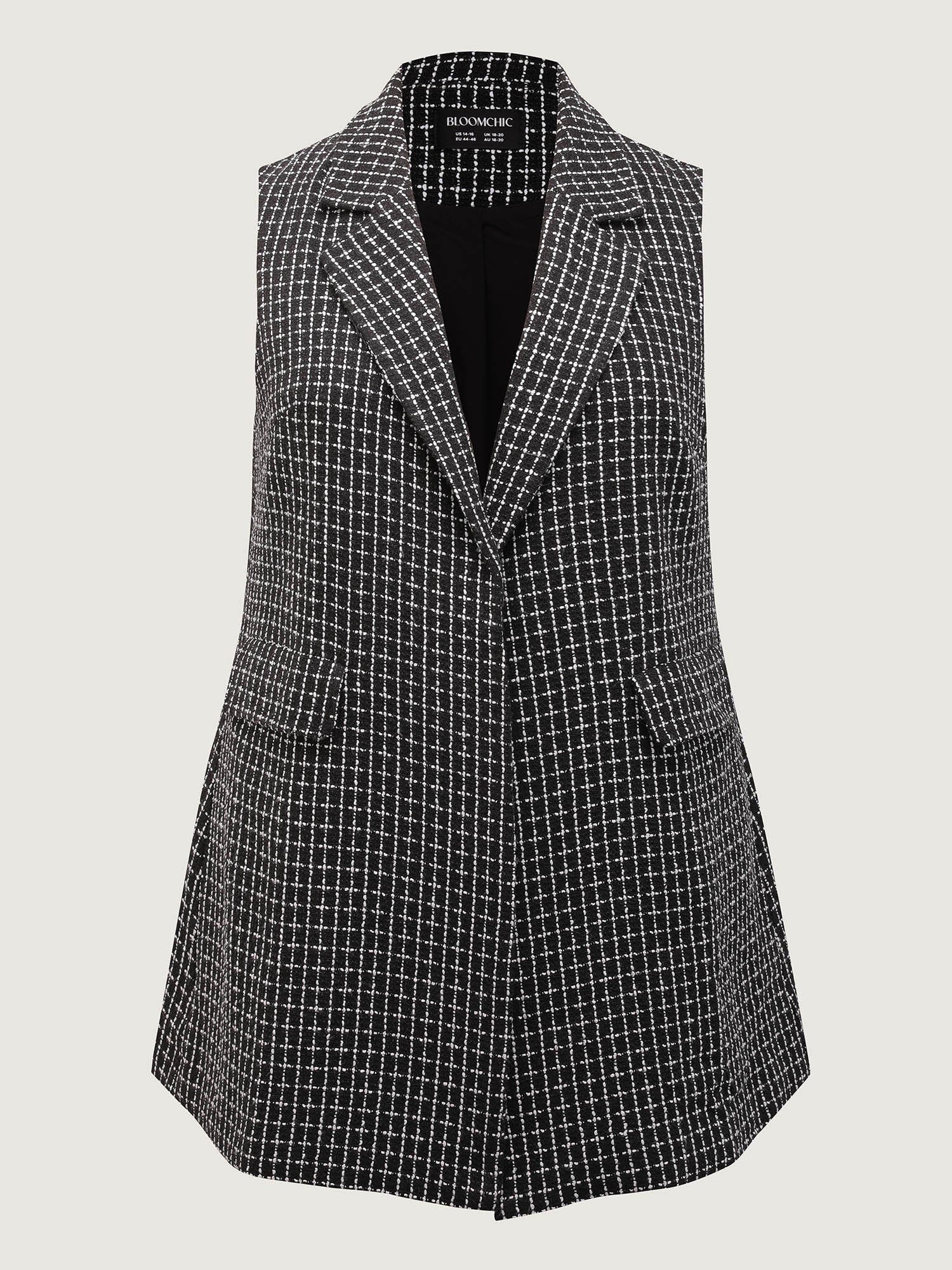 Tweed Long Pockets Notched Lapels Vest