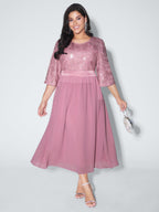 Sequin Floral Tulle Shirred Waist Maxi Dress