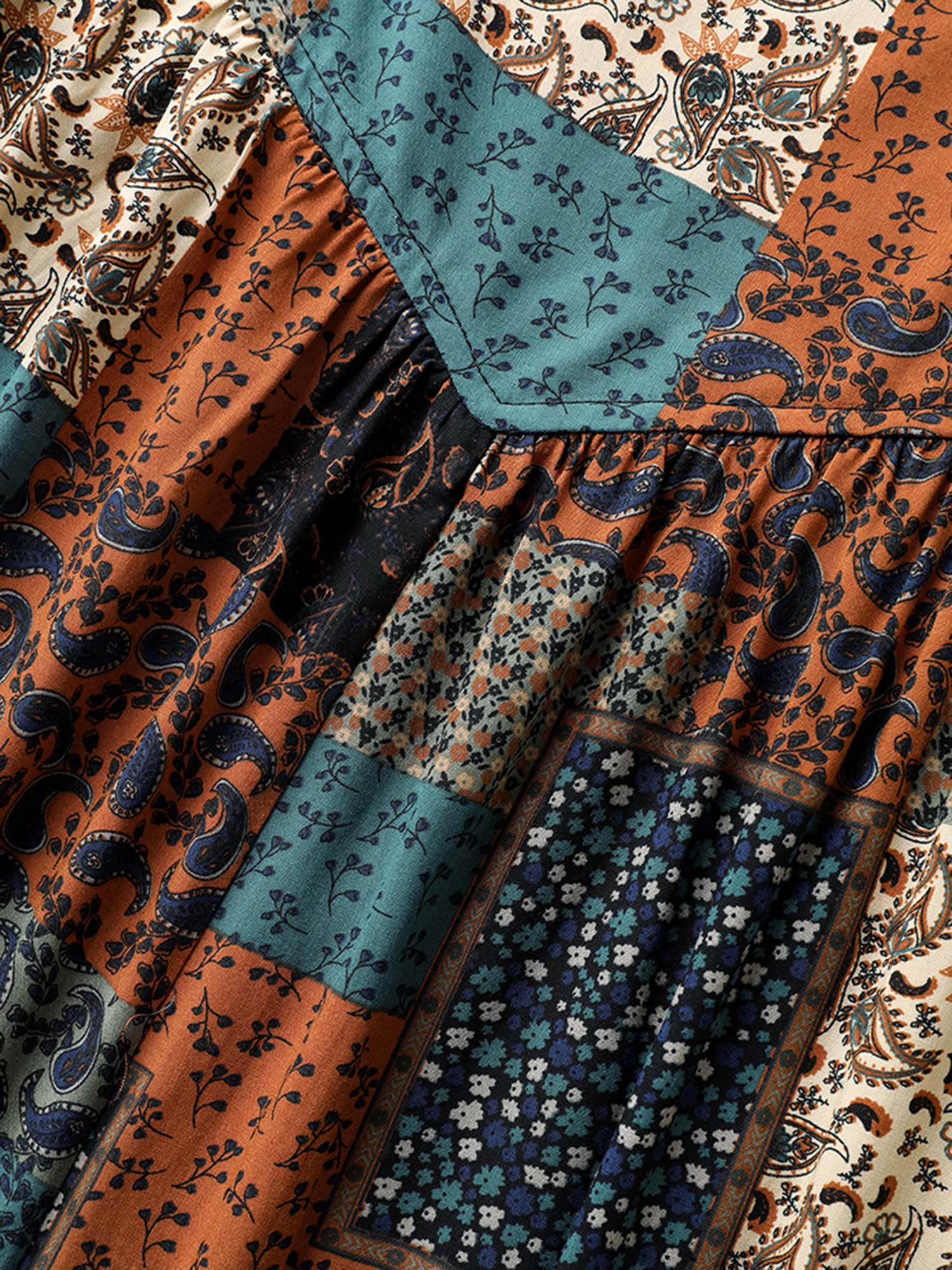 Vintage Boho Collage Overall Straps Jumpsuit