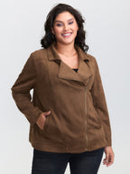 Zipper Detail Lapel Collar Jacket