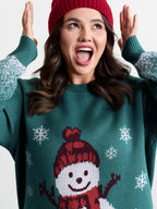 Supersoft Snowman Jacquard Color Block Pullover