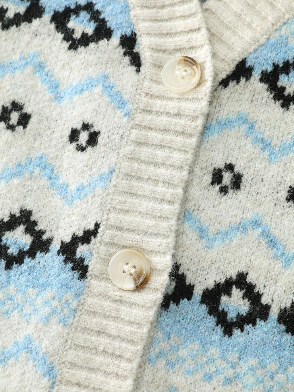 V-Neck Geometric Pattern Button Front Cardigan