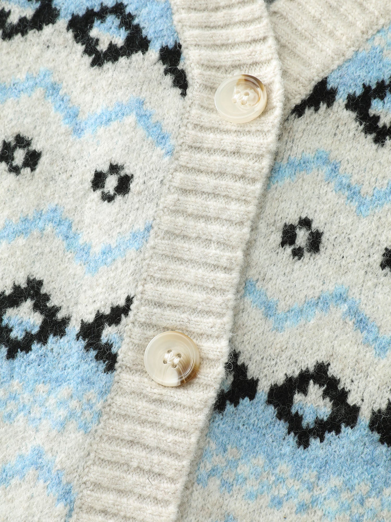 V-Neck Geometric Pattern Button Front Cardigan