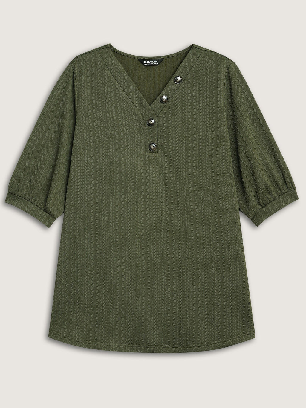 Plain Knit Texture Gathered Top