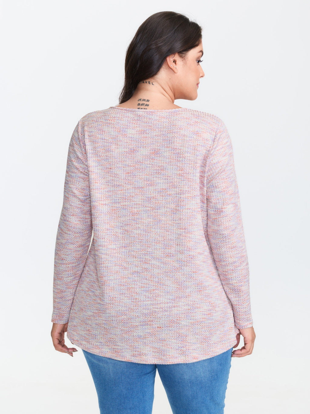 Textured Knit Pleated Neckline Top