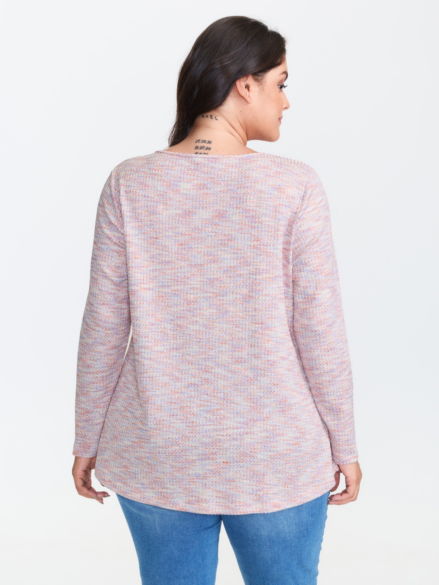 Textured Knit Pleated Neckline Top