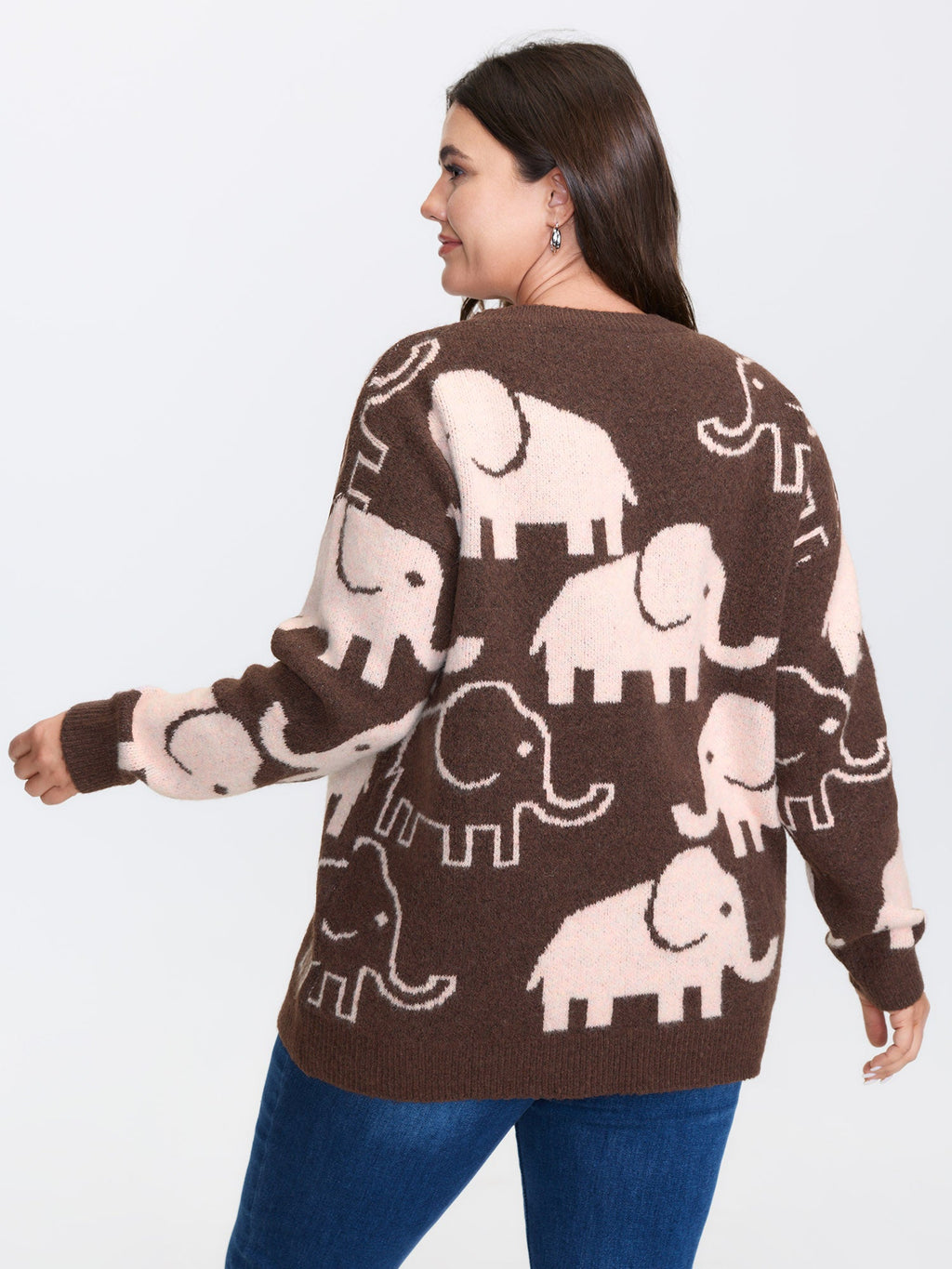 Elephant Pattern Jacquard Pullover