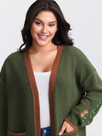 Holiday Fox Jacquard Pattern Knit Cardigan