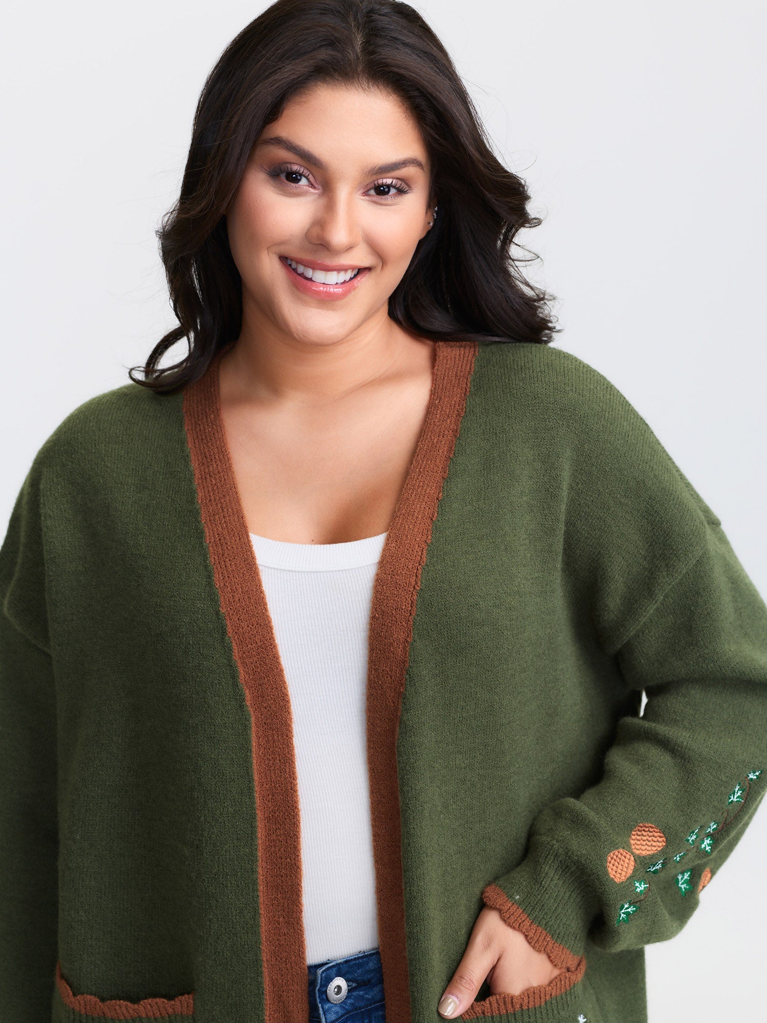 Holiday Fox Jacquard Pattern Knit Cardigan