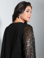 Shimmery Sleeve Knotted Hem Blouse