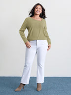 Super Stretchy Ribbed Asymmetrical Neck T-Shirt