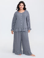 Gingham Ruffled Hem Loungewear Set