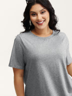 Stretchy Solid Crew Neck T-Shirt