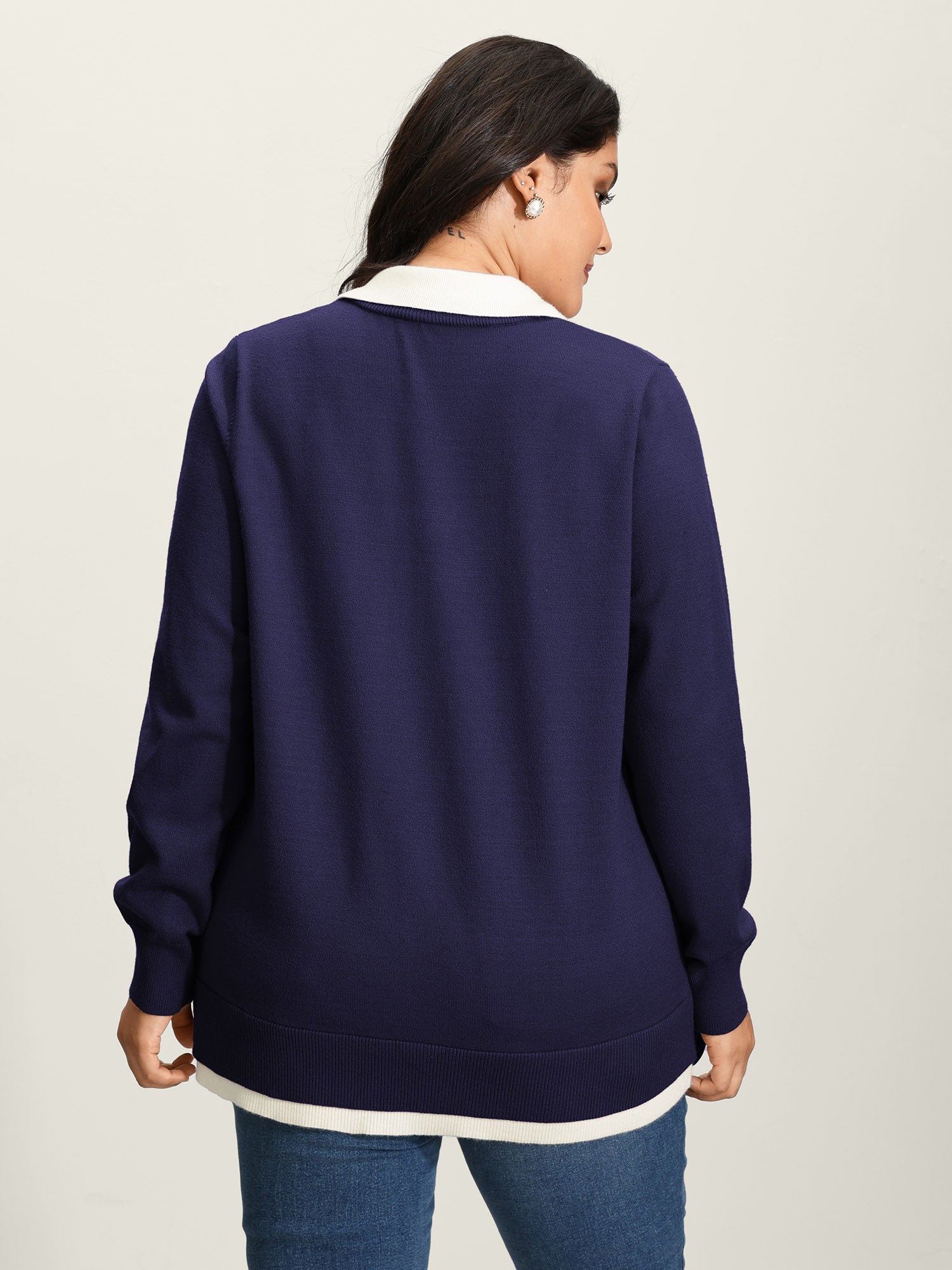 Supersoft 2-in-1 Polo Collar Color Contrast Pullover