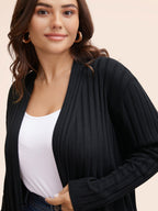 Plain Textured Kimono Collar Cardigan