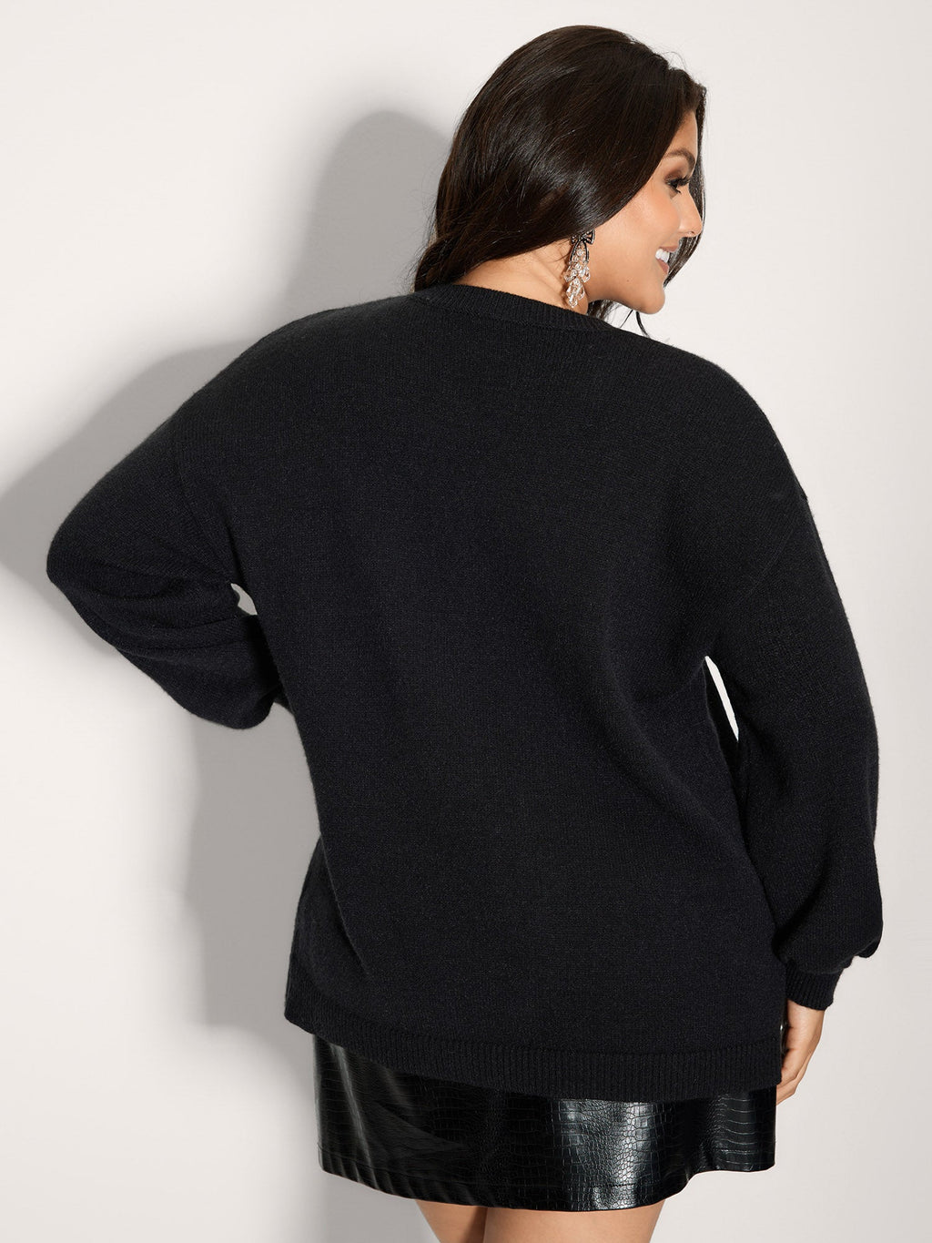 Sequin Embroidery Round Neck Pullover