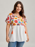 Floral Print Neck-Tie Babydoll Top