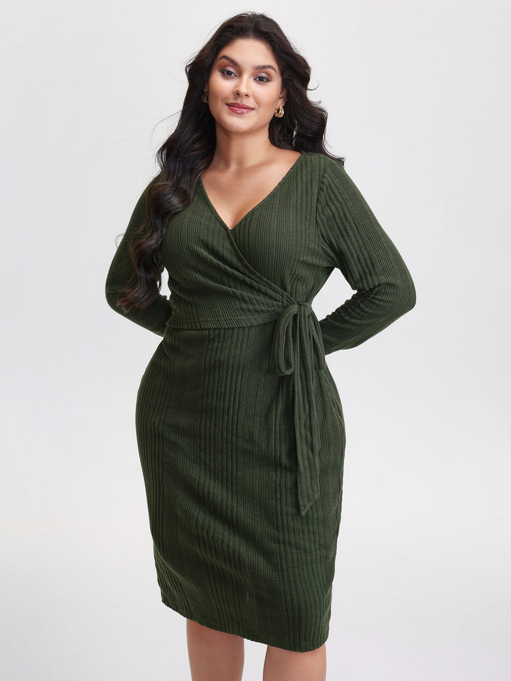 Pit Strip Tie-Knot Slit Sheath Midi Dress