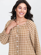 Gingham Ruffled Hem Loungewear Set