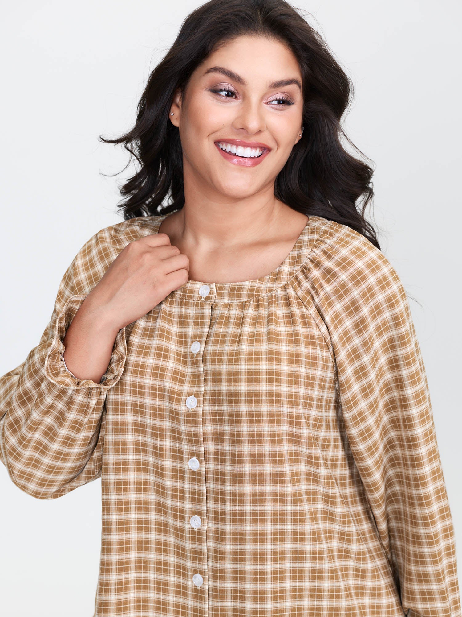 Gingham Ruffled Hem Loungewear Set