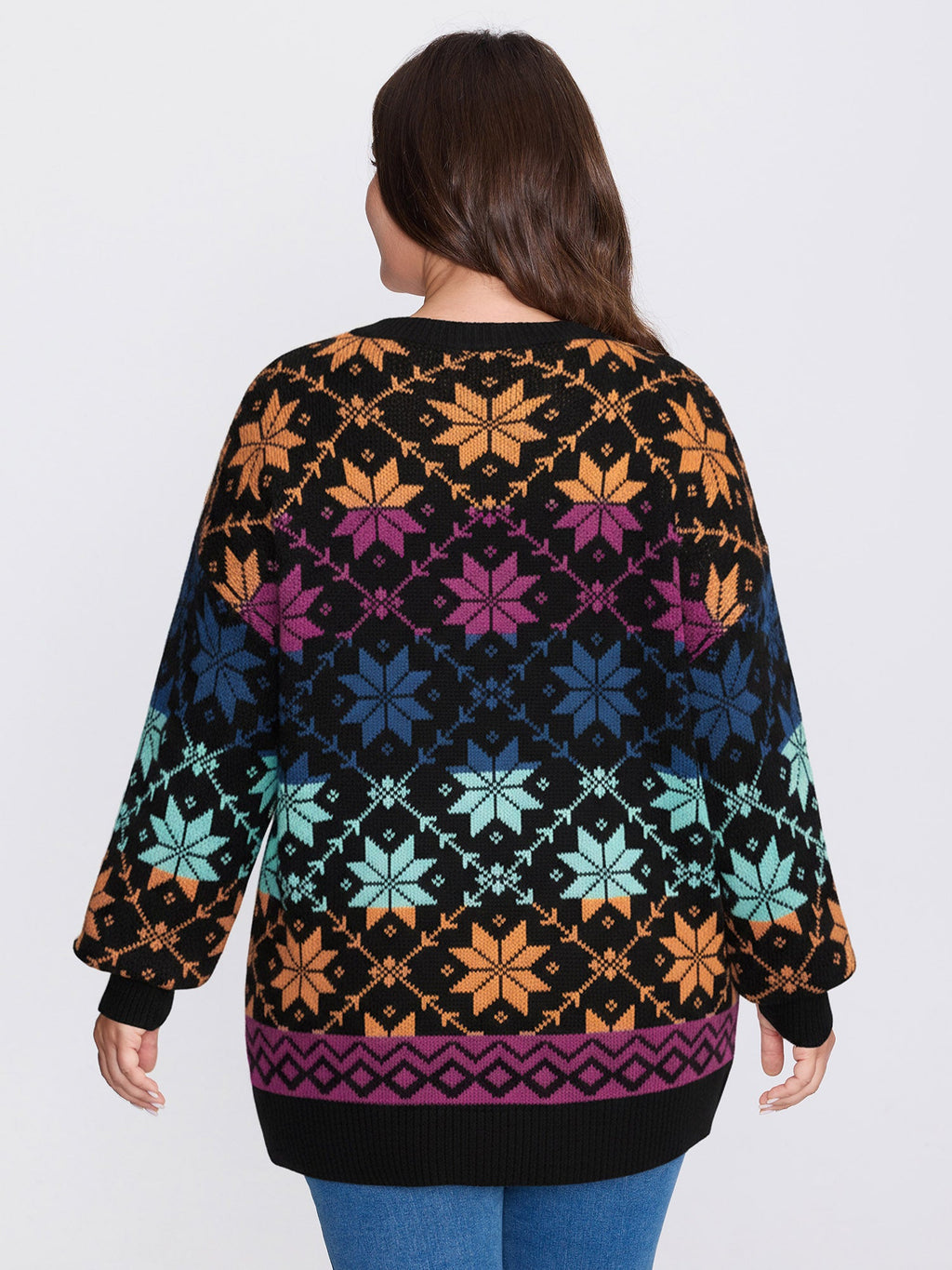 Color Gradient Snowflake Pattern Pullover