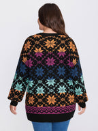 Color Gradient Snowflake Pattern Pullover
