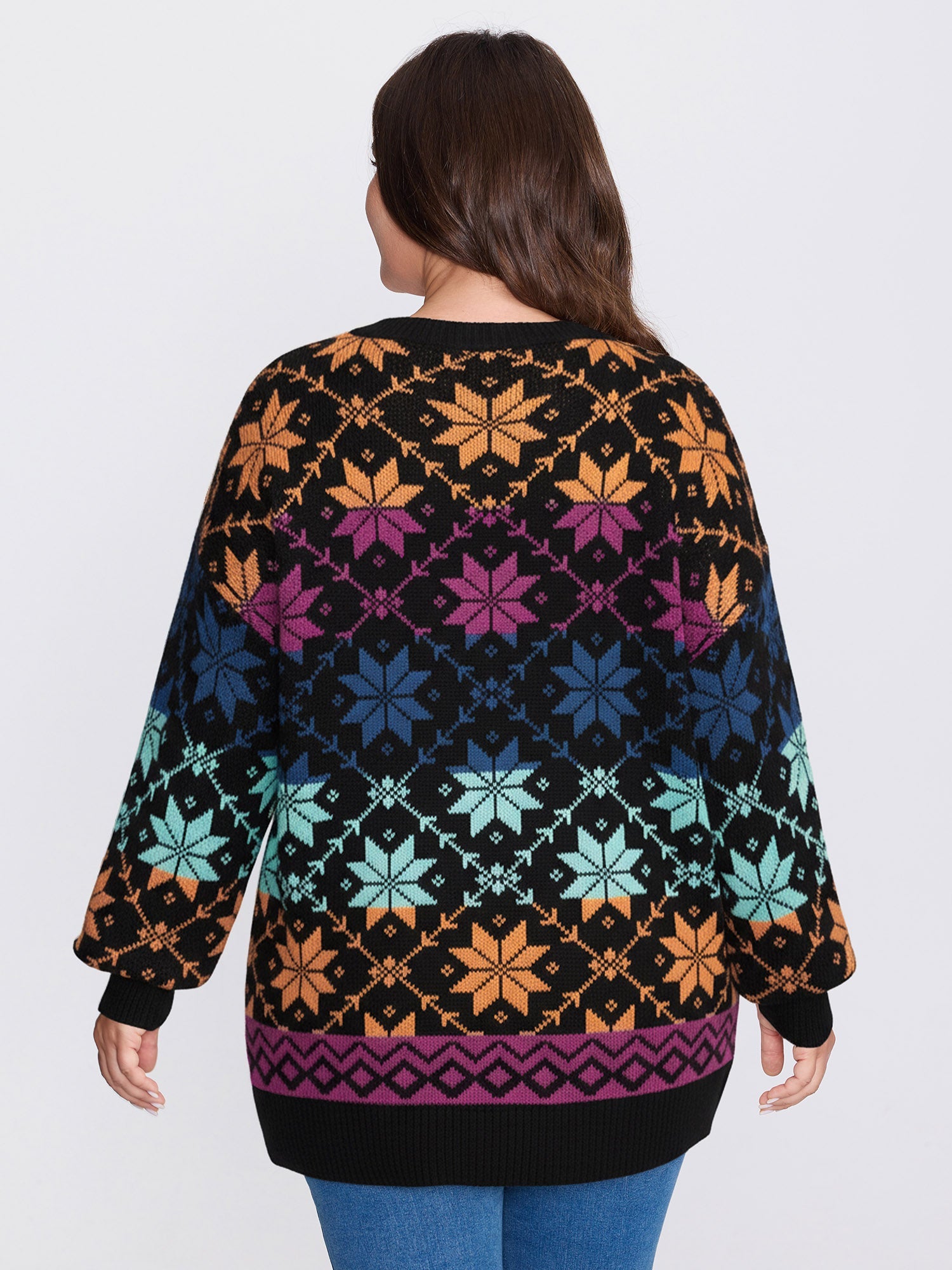 Color Gradient Snowflake Pattern Pullover