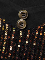 Heart Neckline Patchwork Sequin Button Detail Dress