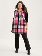 Plaid Flap Detail Sleeveless Jacket