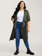 Oversized Tab Sleeve Open-Front Coat