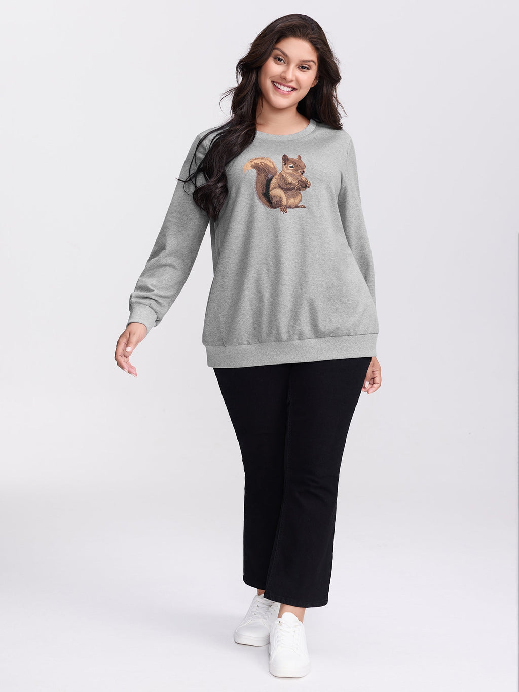 Supersoft Squirrel Embroidered Sweatshirt