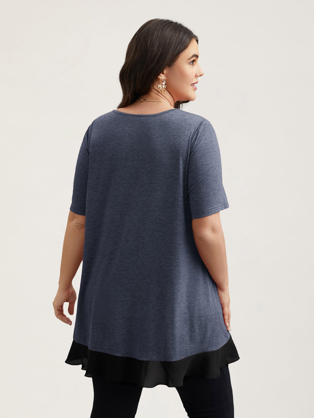 Color Contrast Overlap Hem Flared Top
