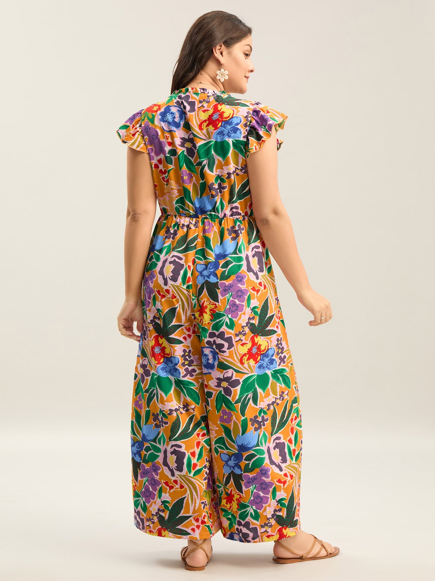 Sunkissed Floral Print Button Wide-Leg Jumpsuit