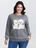 Happy Animal Pattern Jacquard Pullover
