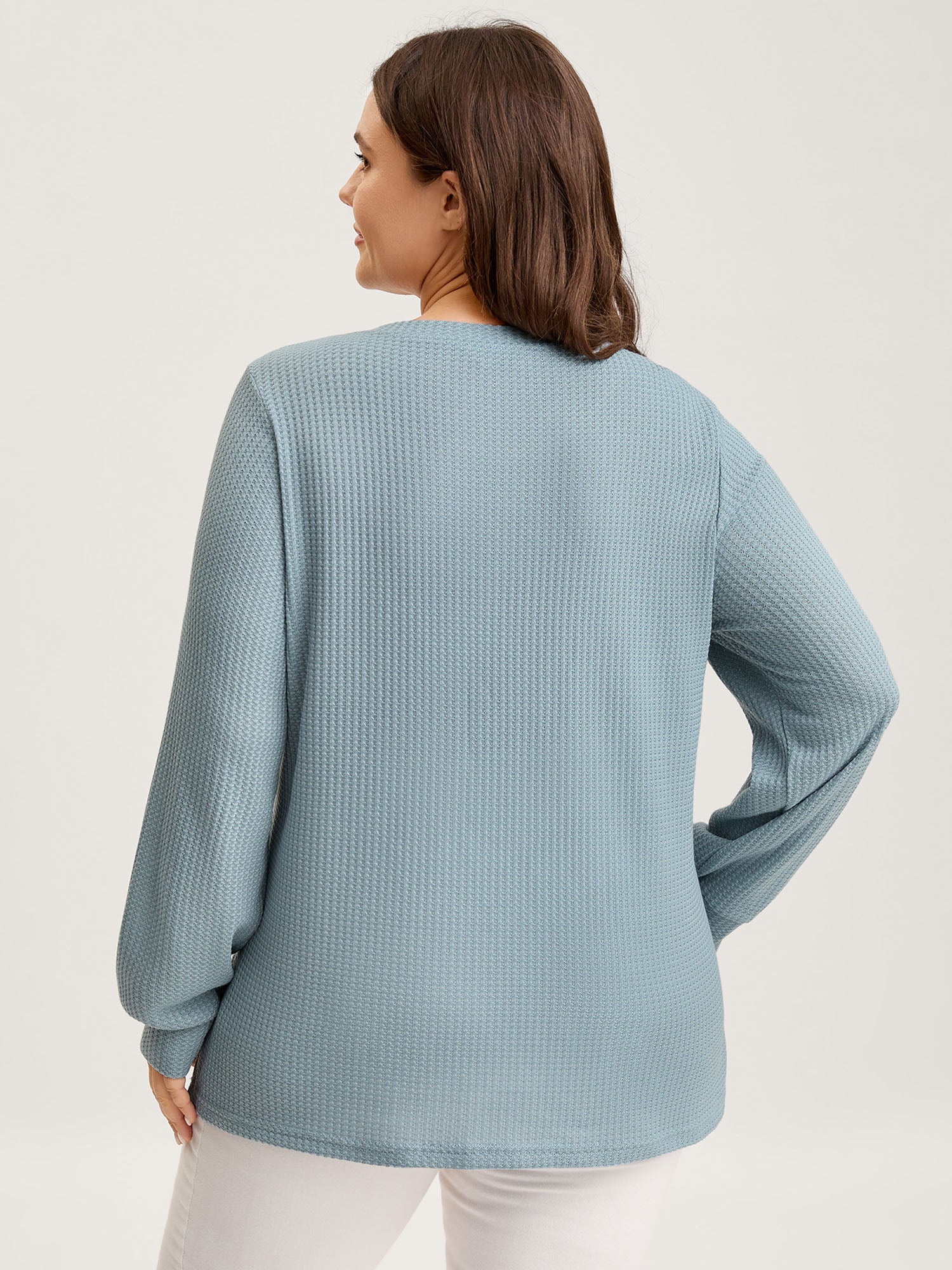 Waffle Spliced Floral Lace Sweatshirt