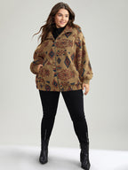 Geometric Pocket Gathered Zipper Jacket