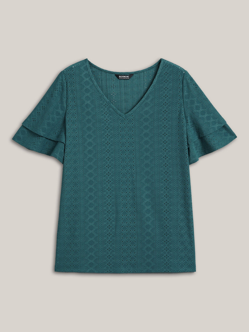 Jacquard Textured Lotus Leaf Sleeve Top