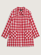 Gingham Doll Collar Pockets Coat