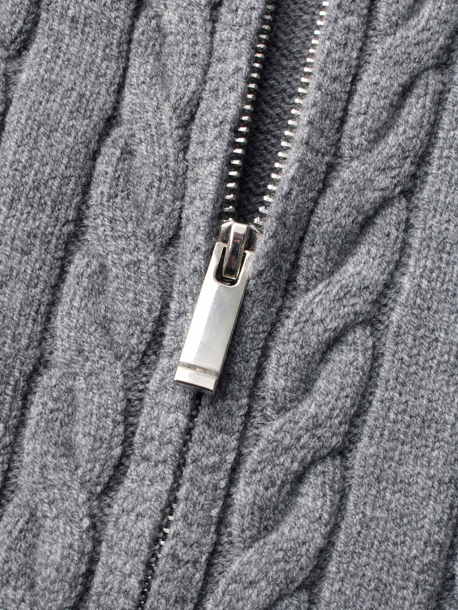 Cable Knit Hooded Zipper Cardigan