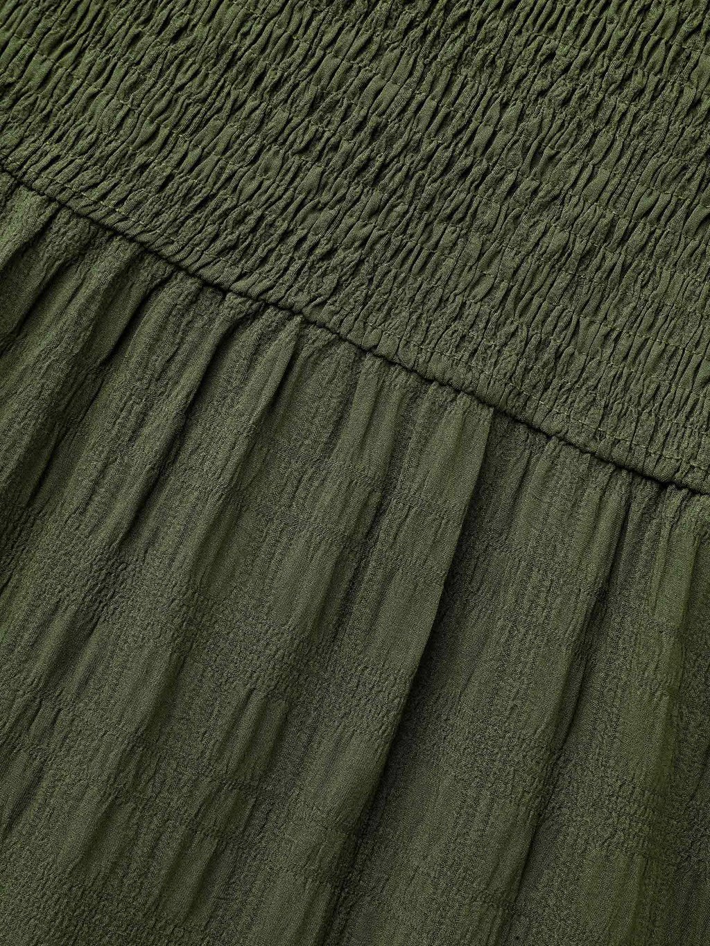 Plain Textured Shirred Midi Dress