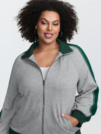 Color Contrast Zipper Pockets Jacket