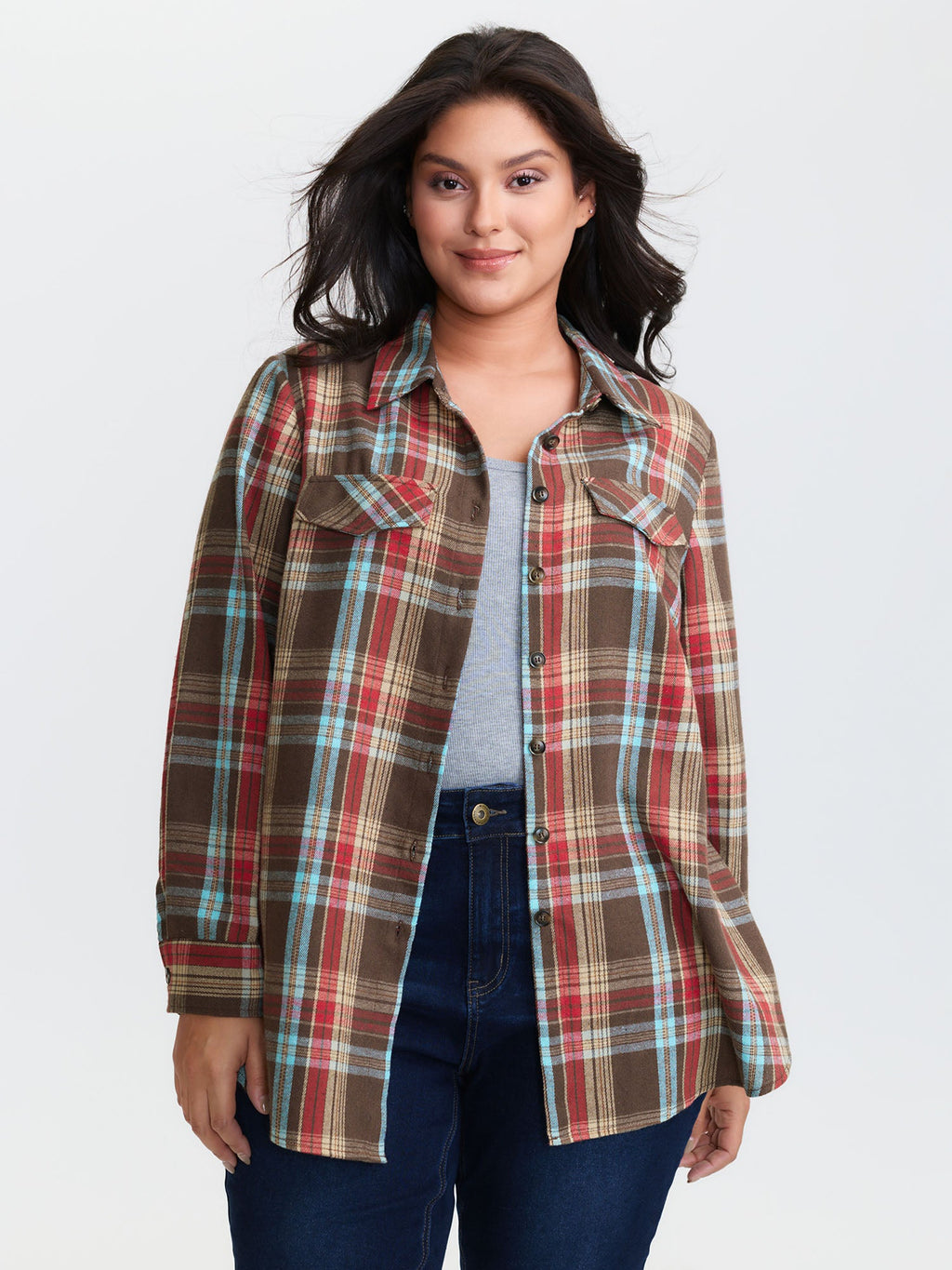 Plaid Print Button Down Shirt